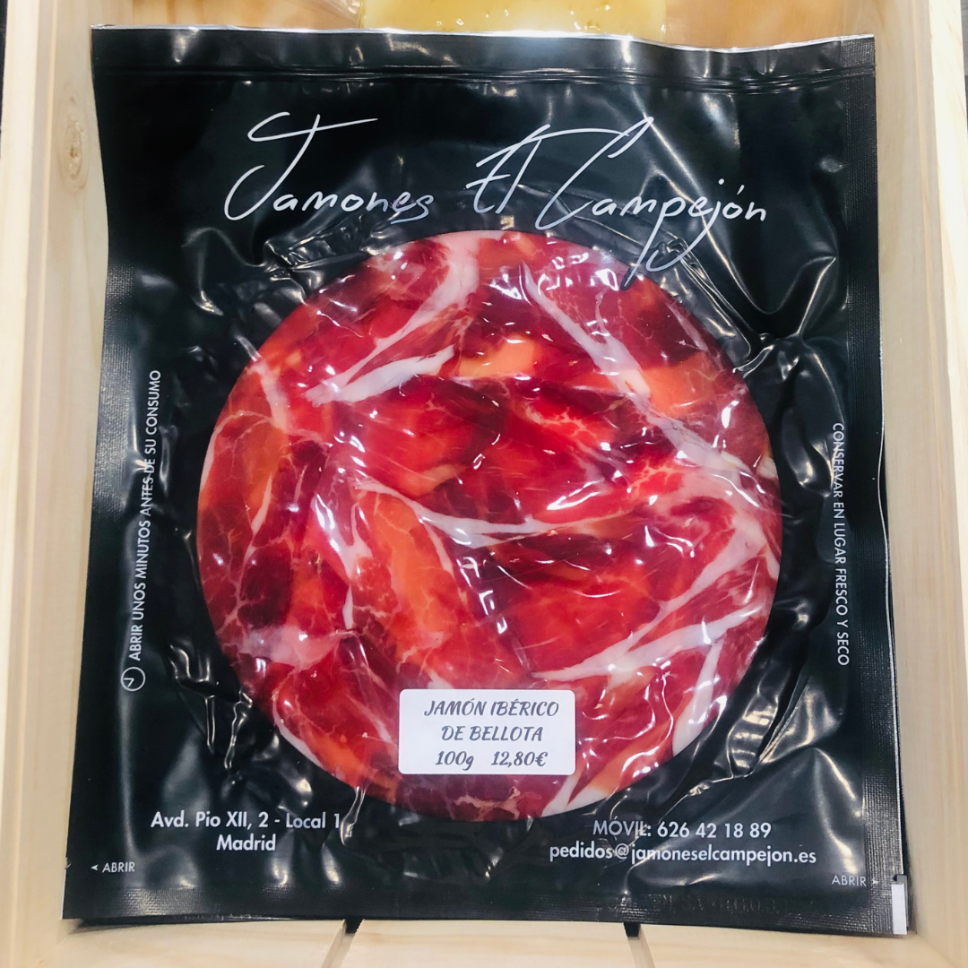 JAMÓN IBÉRICO DE BELLOTA 100% RAZA IBÉRICA SOBRE DE 100GR
